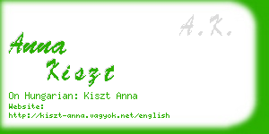 anna kiszt business card